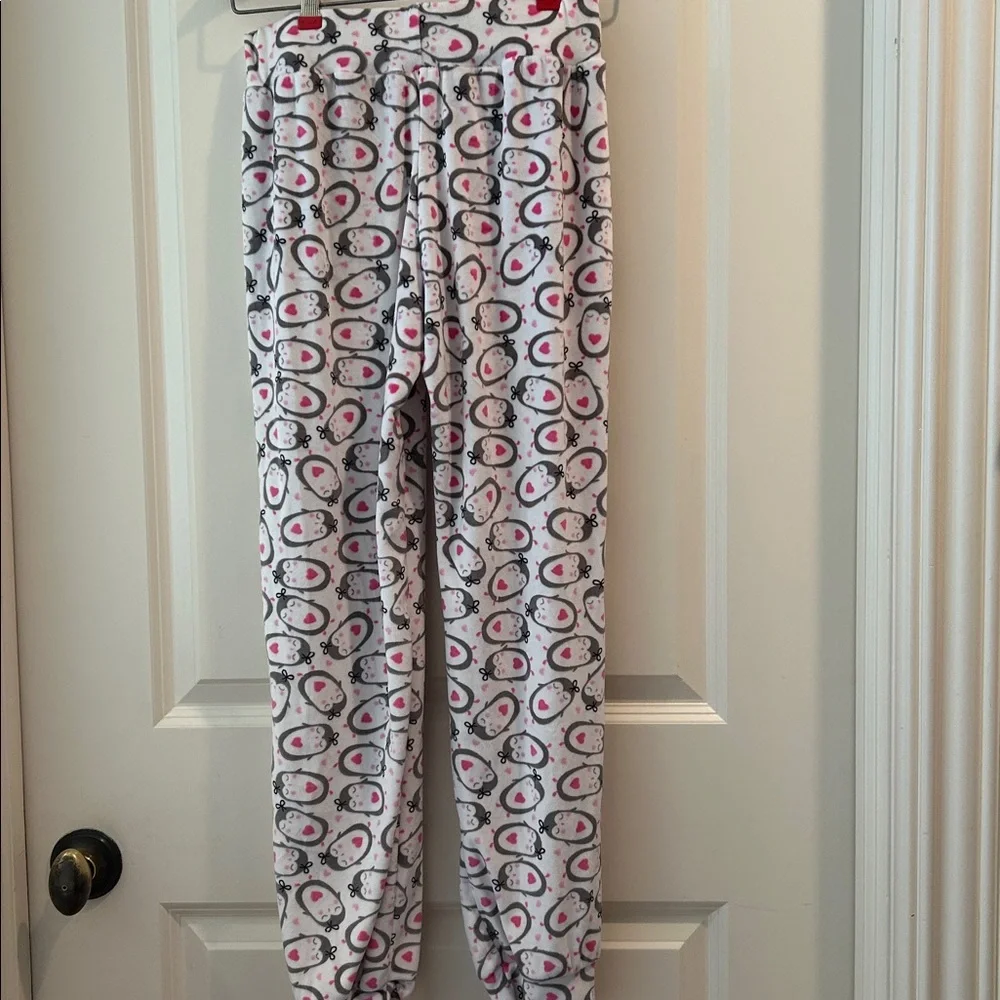 Love To Sleep Made With Love Plush so soft Penguin Print Pajama Lounge Pants L